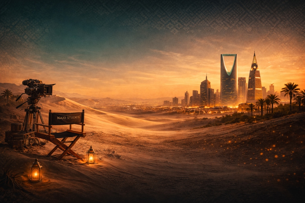 خلفية سينمائية لكثبان صحراوية بإضاءة ذهبية